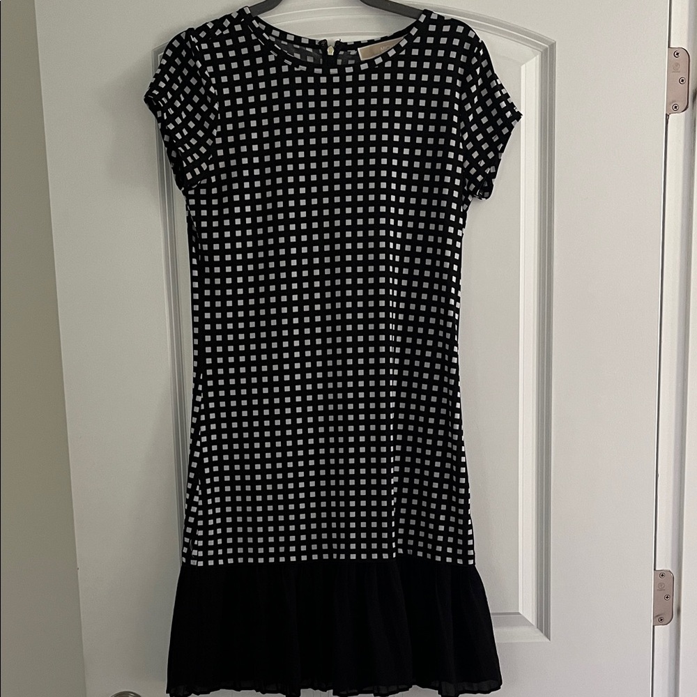 MICHAEL Michael Kors Checkered Mini Dress in Black and White
